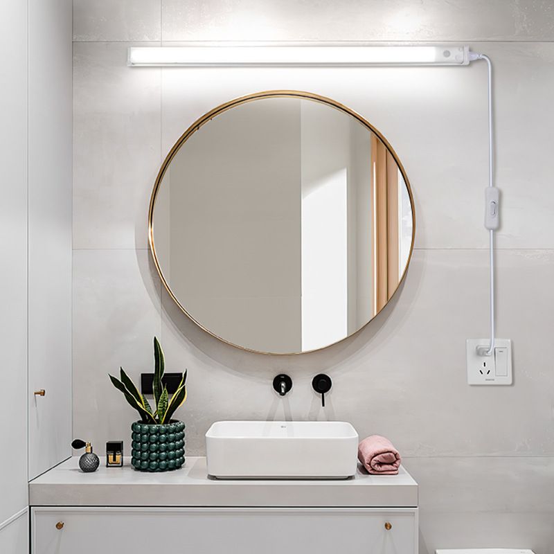 Plug-in Electric Metal Chalk Shade Ambient Vanity Light, Symmetrical for Basement with Cozy Light, 220V-240V, 47.5"-Fnaisn