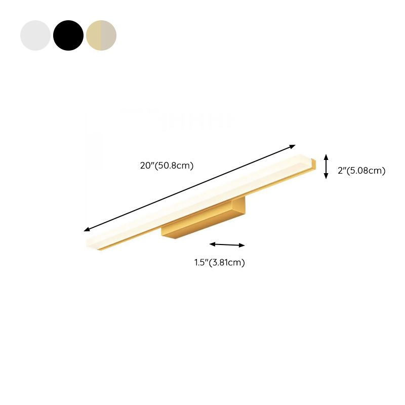 Rectangular Natural Light LED Vanity Light, 1 Light Hardwired with Polymer Shade in Simplistic Style, Silver, 220V-240V, 20"-Fnaisn