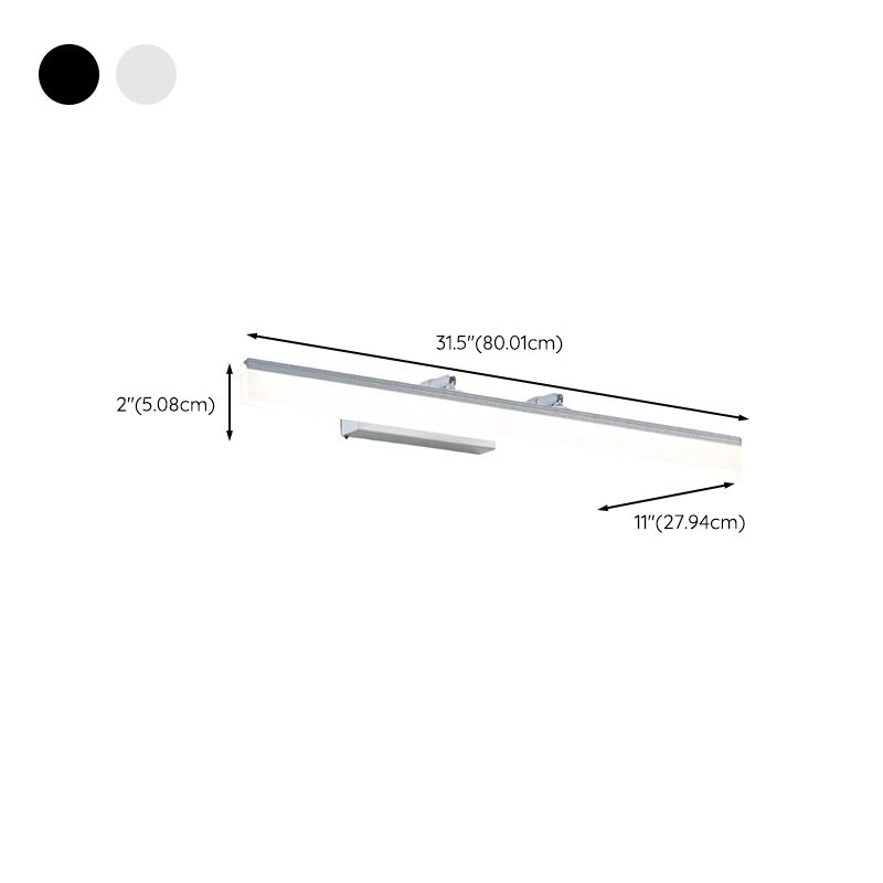Cool Light White Acrylic Angular 1 Light Bathroom Vanity Light in Basement, Direct-wired, Black, 220V-240V, 31.5"-Fnaisn