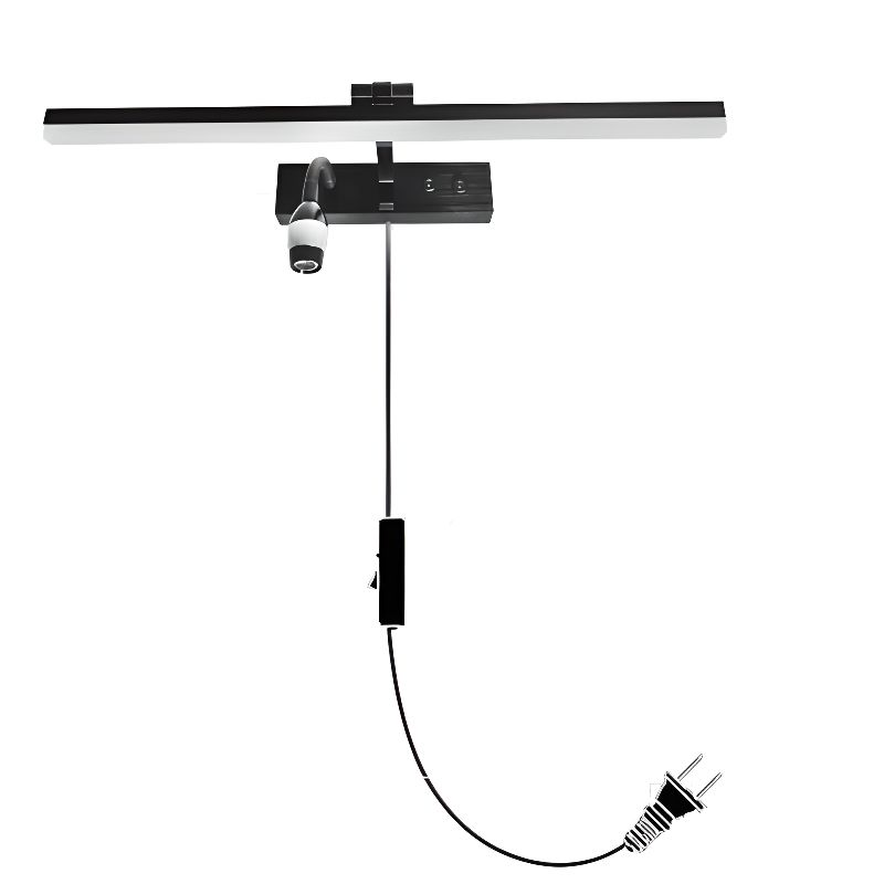 Simple Angular Vanity Light, 2 Lights, 3 Color Light, White Polymer Shade, Plug-in Lighting, 220V-240V, 39.5", Voice Controlled-Fnaisn