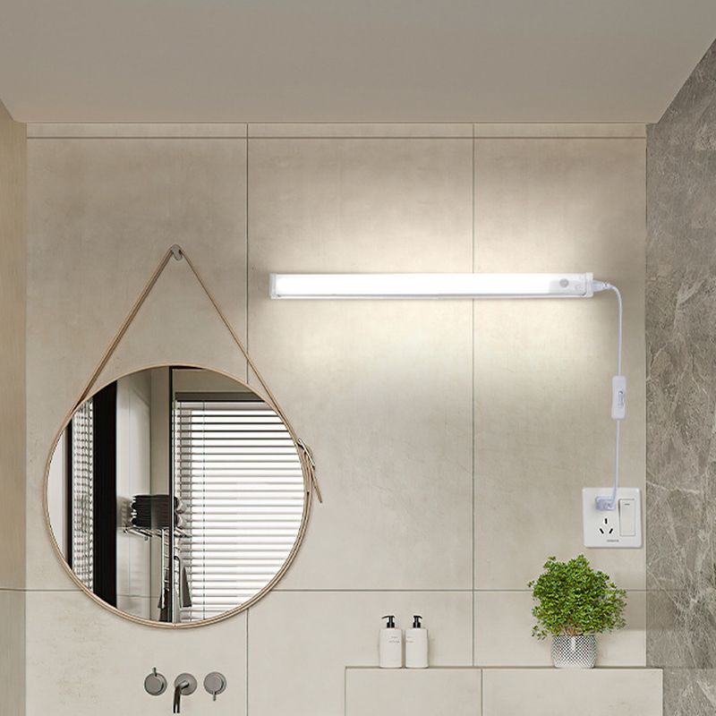 Plug-in Electric Metal Chalk Shade Ambient Vanity Light, Symmetrical for Basement with Cozy Light, 220V-240V, 47.5"-Fnaisn