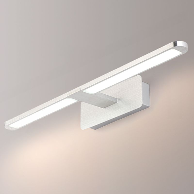 2 Lights Direct-wired Regular Bathroom Vanity Light with Subdued Light and Chalk Lucite Shade for Basement, Silver, 220V-240V-Fnaisn
