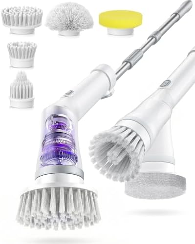 5-Head Electric Spin Scrubber, Shower Brush, Extension Handle