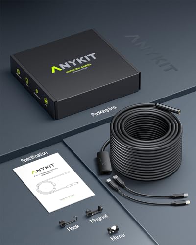 Anykit Endoscope Camera with Light, 1920P HD Borescope