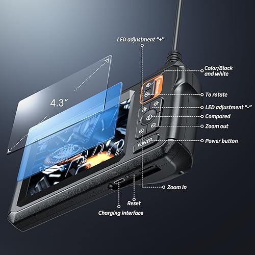 Endoscope Camera with Light, 1920P HD Borescope Tools, Dual Lens(32.8FT)