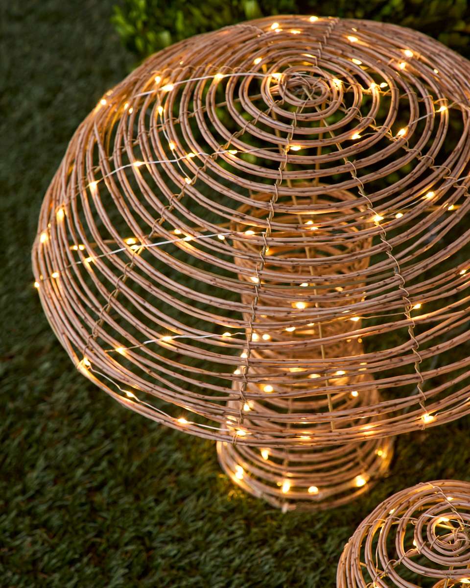 Outdoor Lit All-Weather Wicker Mushrooms