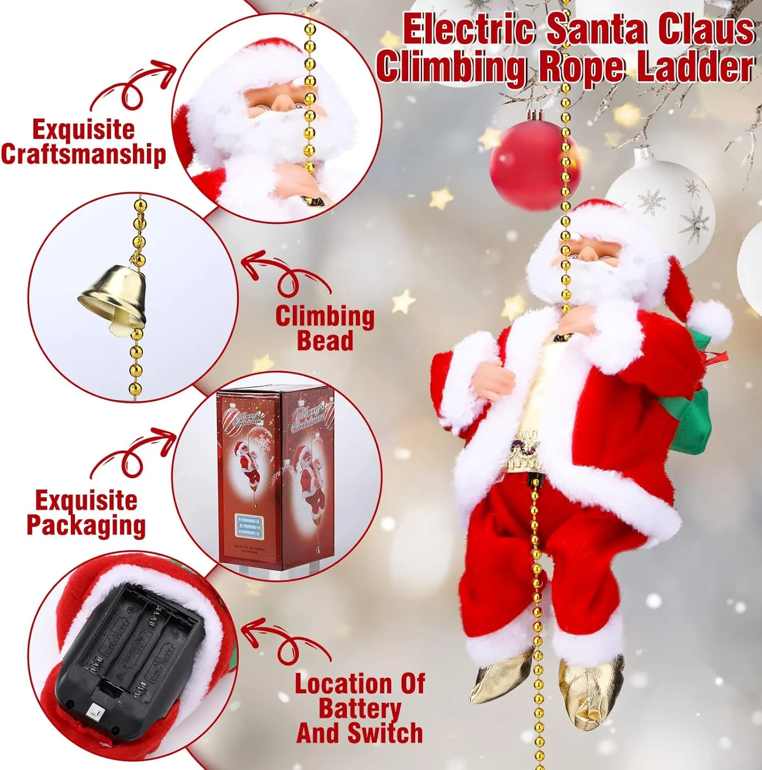 (🔥2026 BEST GIFT TO FAMILY🔥)Electric Climbing Santa Claus Musical Toys
