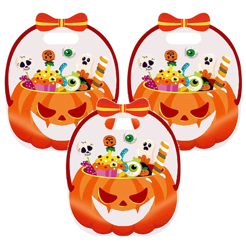 Halloween Goodie Bags Plastic Candy Bag Trick or Treat Bags with Cauldron Skeleton black Cat Skull Pumpkin Design,Treat Bags for Student Teacher Colleagues Neighbors,Classroom Snack Storage for Halloween Birthday Party Favor Supplies