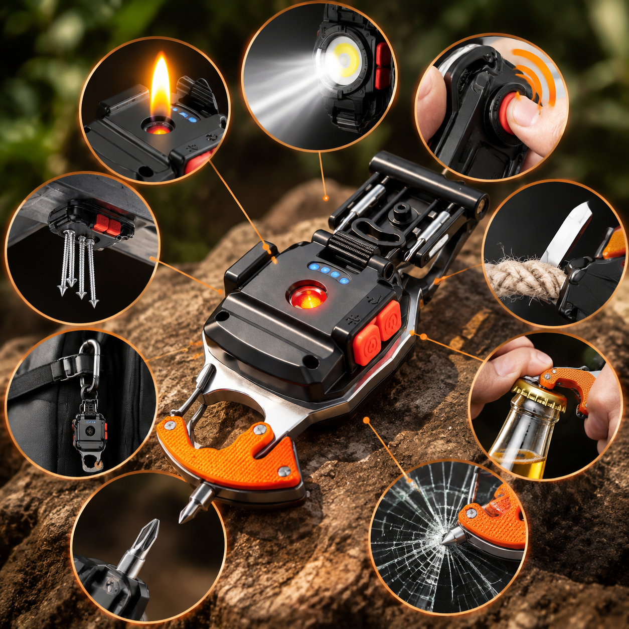 💥LAST DAY SALE 50%OFF💥💡8-in-1 Multifunctional Keychain Flashlight🔦🌈