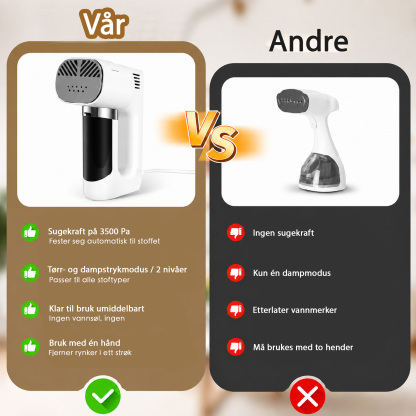 Vapren F2 håndholdt tøydamper med sugefunksjon