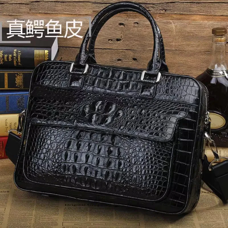 ourui male men briefcase  new  With cover  zipper bag men handbag crocodile bag