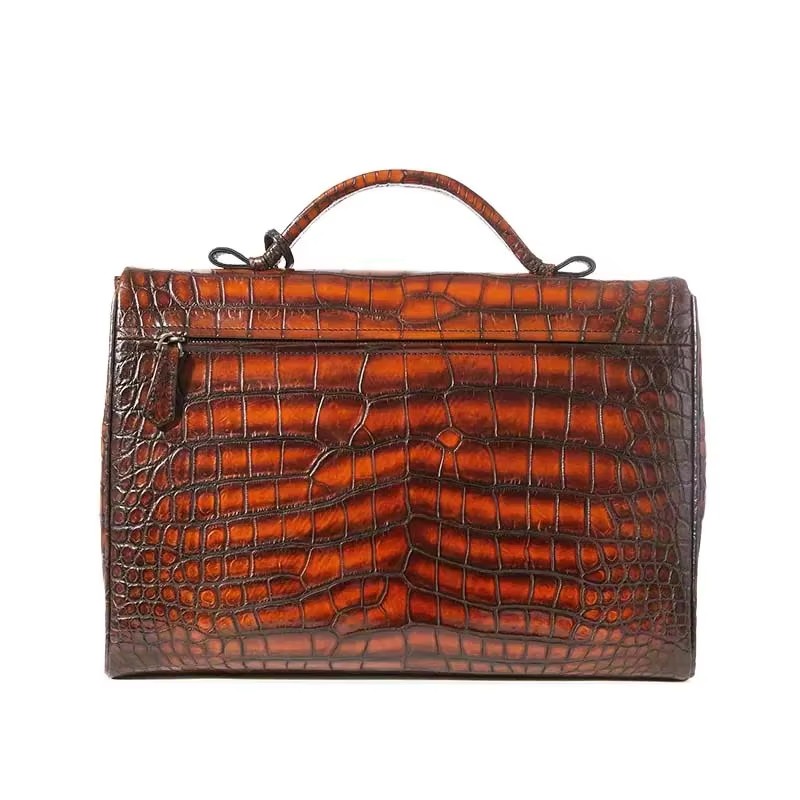 afanzhe Skin of crocodile leather  business  men  crocodile handbag  Man briefcase   crocodile leather brush color male handbag
