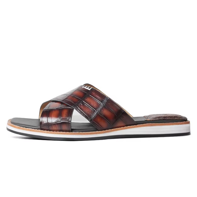 male Crocodile Leather Men Slippers  Casual Dress Shoes Leisture  Comfortable 