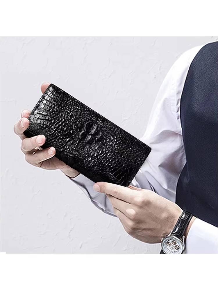 kadilaier Thin Crocodile Wallet men long Crocodile leather  business large capacity men Crocodile wallet men fashion