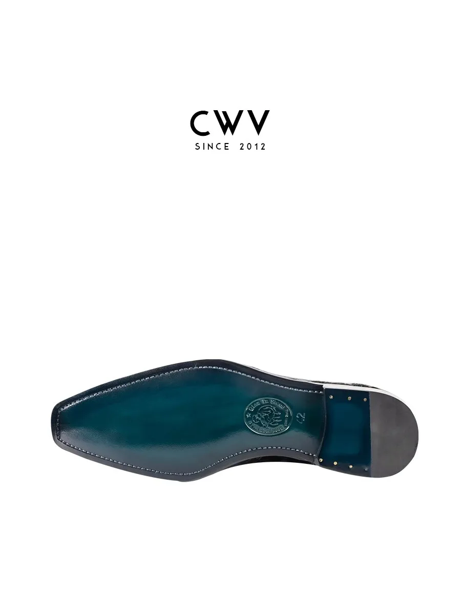 CWV men crocodile leather brush color shoes blue brush color