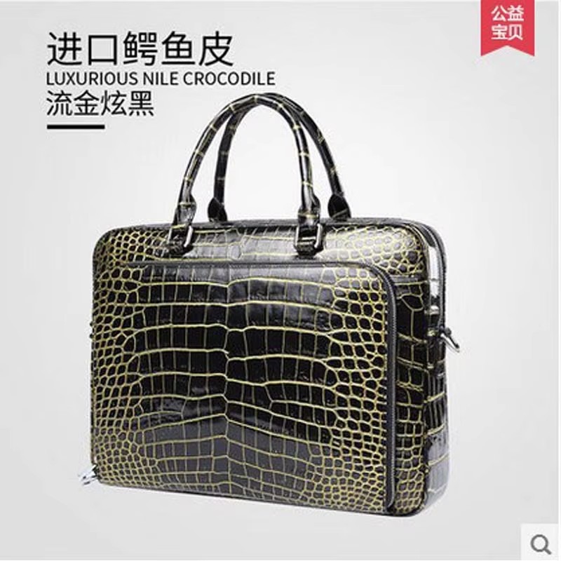 crocodile leather bag handbag male men bag big bag large bag fashion brunsh color good color