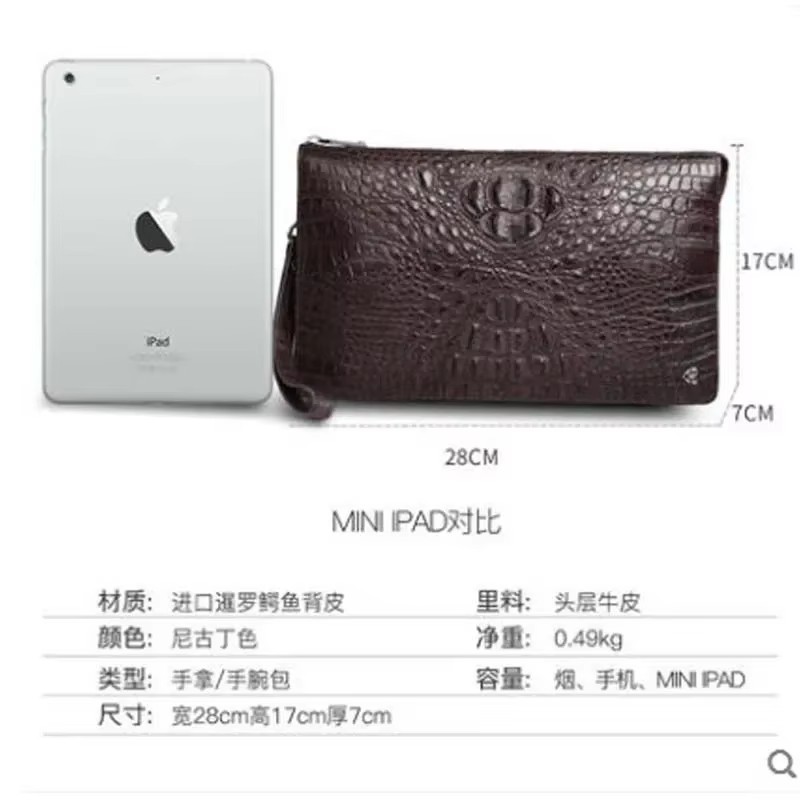 gete new Crocodile leather bag handbag for men large capacity wrist business  handbag hand  men clutch bag