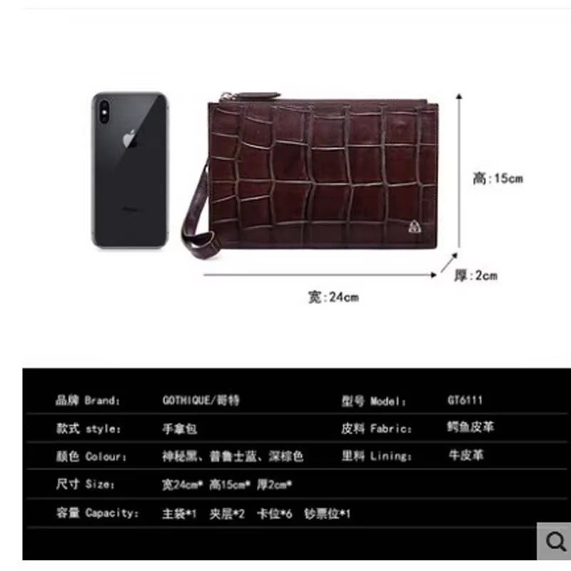 gete  envelope  for men business hand  casual fashion crocodile skin wrist men clutch bag