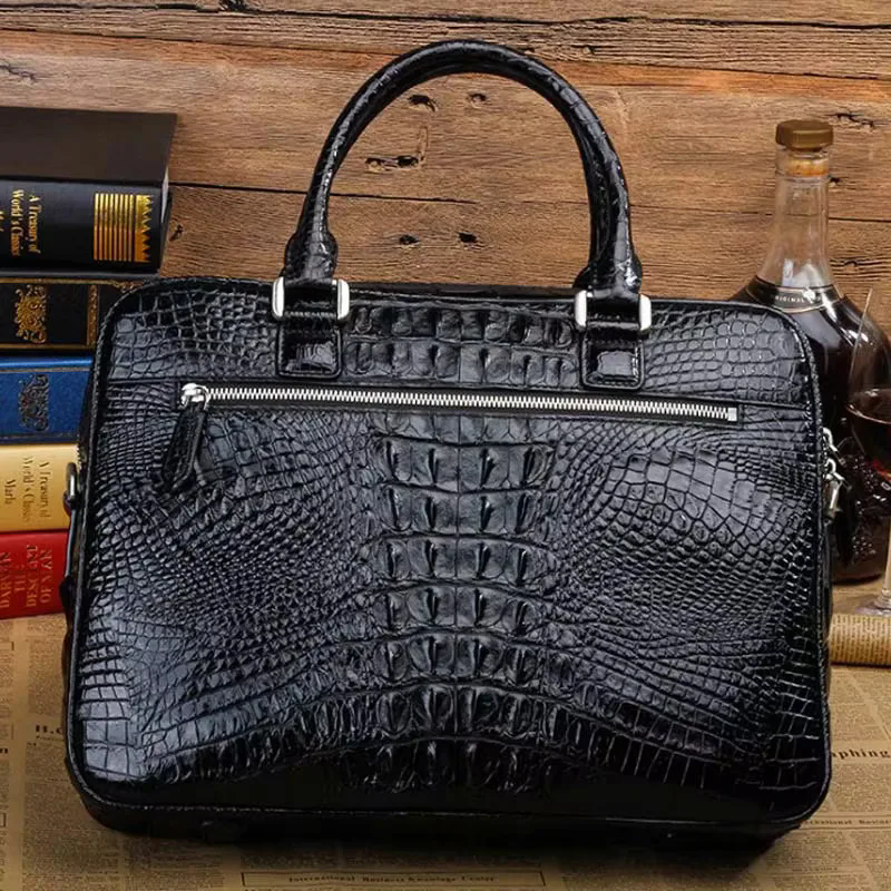 ourui male men briefcase  new  With cover  zipper bag men handbag crocodile bag