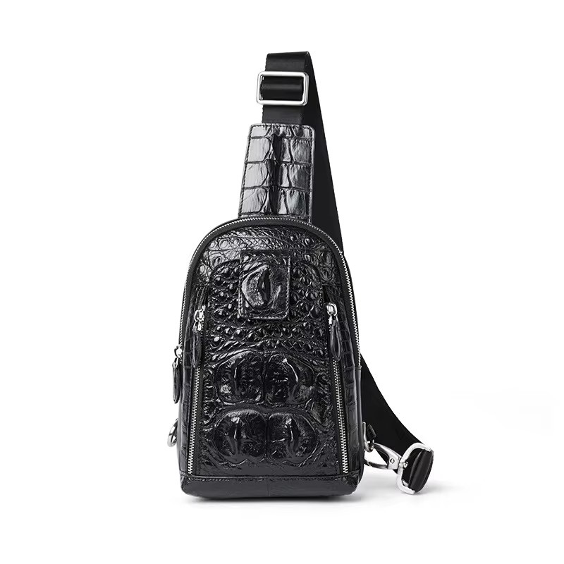 gete new crocodile leather bag  male  fashion  multi-function  single shoulder crocodile Men chest bags