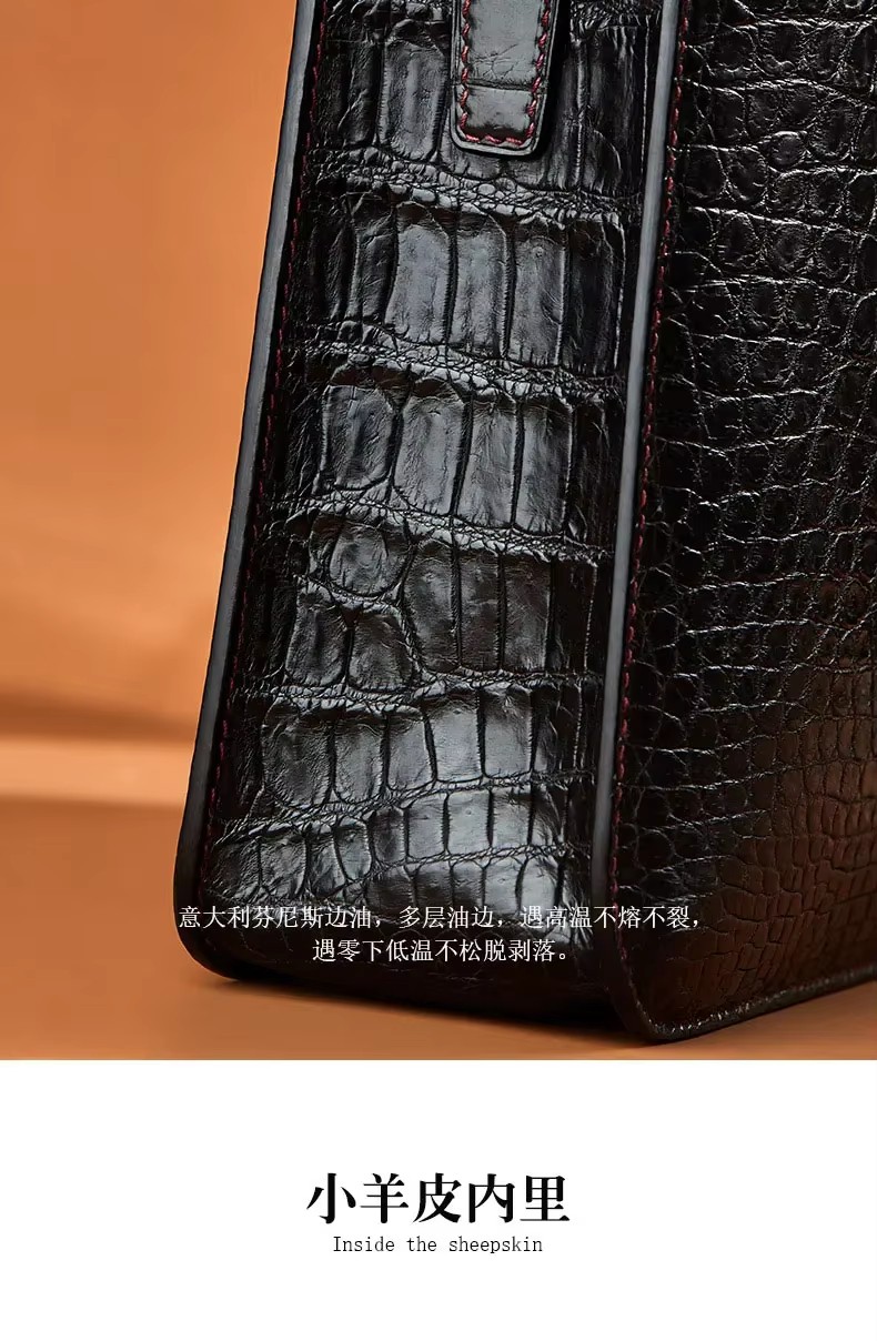 gete new Crocodile leather briefcase business man handbag single shoulder bag crossbody bag computer men bag