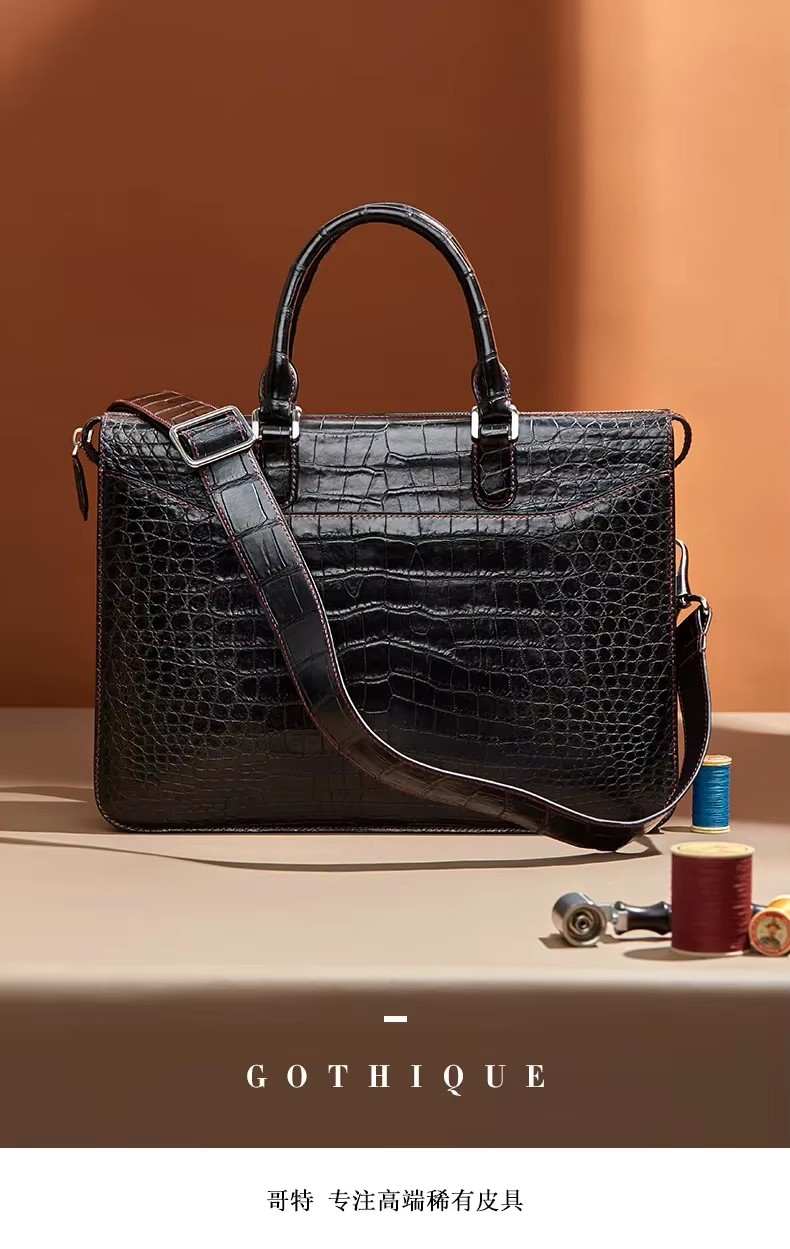 gete new Crocodile leather briefcase business man handbag single shoulder bag crossbody bag computer men bag