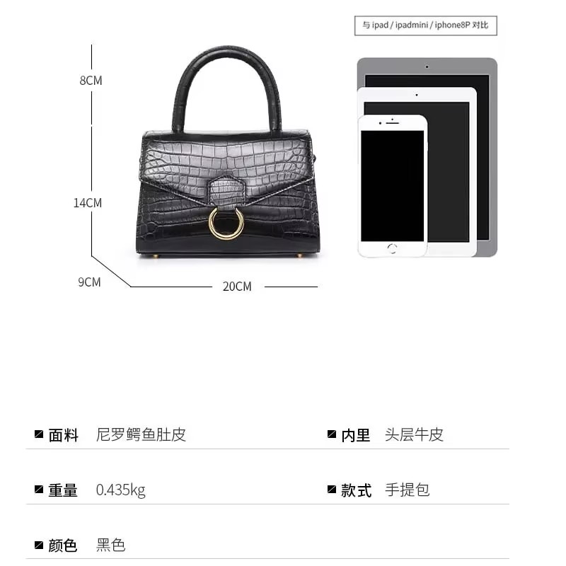 ouluoer import new crocodile leather female bag  fashion crocodile bag  women flap black  women handbags