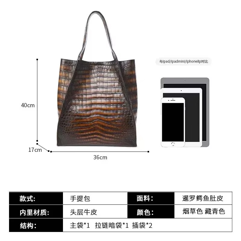 afanzhe new arrival  Skin of crocodile  Men and women  handbag  import  leather  2025  New female bag