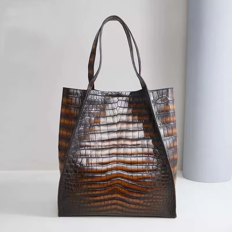afanzhe new arrival  Skin of crocodile  Men and women  handbag  import  leather  2025  New female bag