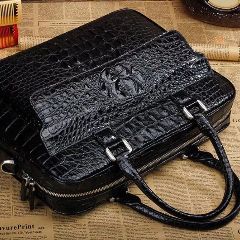 ourui male men briefcase  new  With cover  zipper bag men handbag crocodile bag