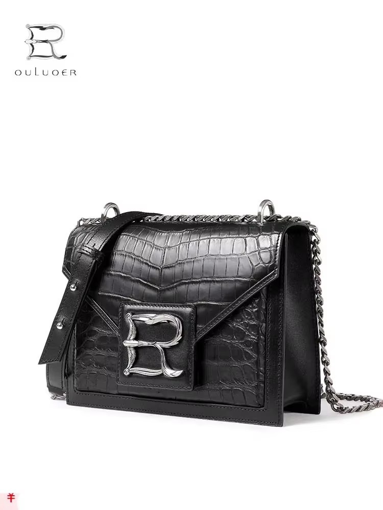 ouluoer new crocodile leather Female bag crocodile leather  fashion  Single shoulder bag female chain bag women crocodile