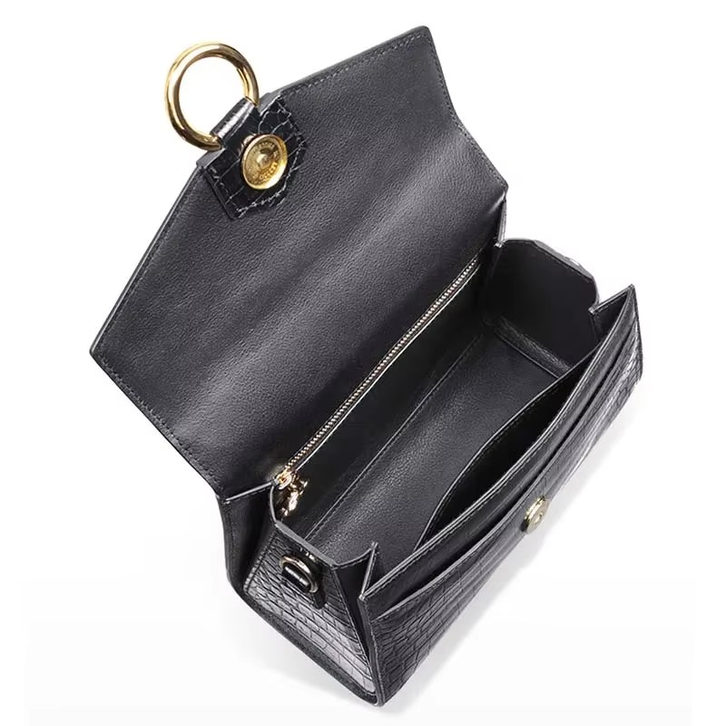 ouluoer import new crocodile leather female bag  fashion crocodile bag  women flap black  women handbags