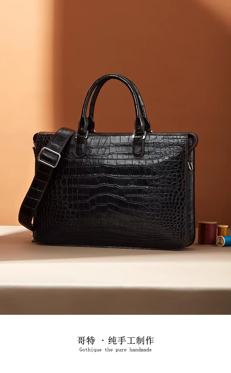 gete new Crocodile leather briefcase business man handbag single shoulder bag crossbody bag computer men bag