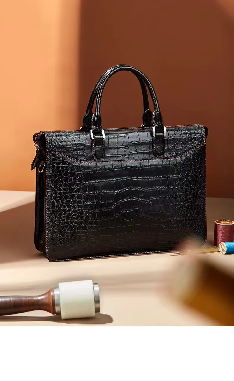 gete new Crocodile leather briefcase business man handbag single shoulder bag crossbody bag computer men bag