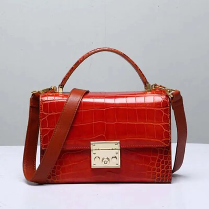 OURUI water dyed crocodile belly leather crocodile skin  Female bag   women handbag women bag