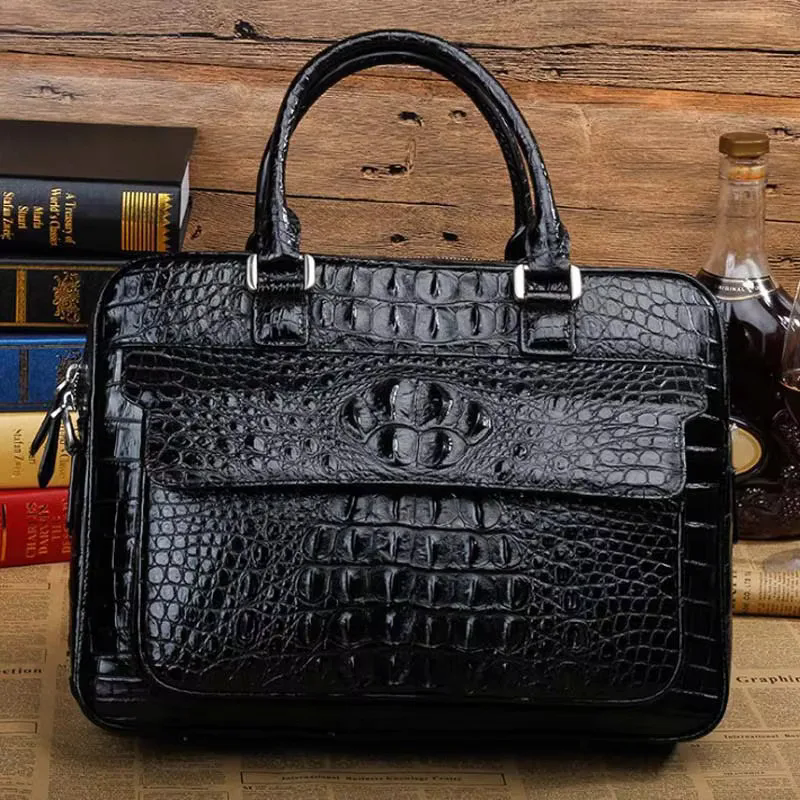 ourui male men briefcase  new  With cover  zipper bag men handbag crocodile bag