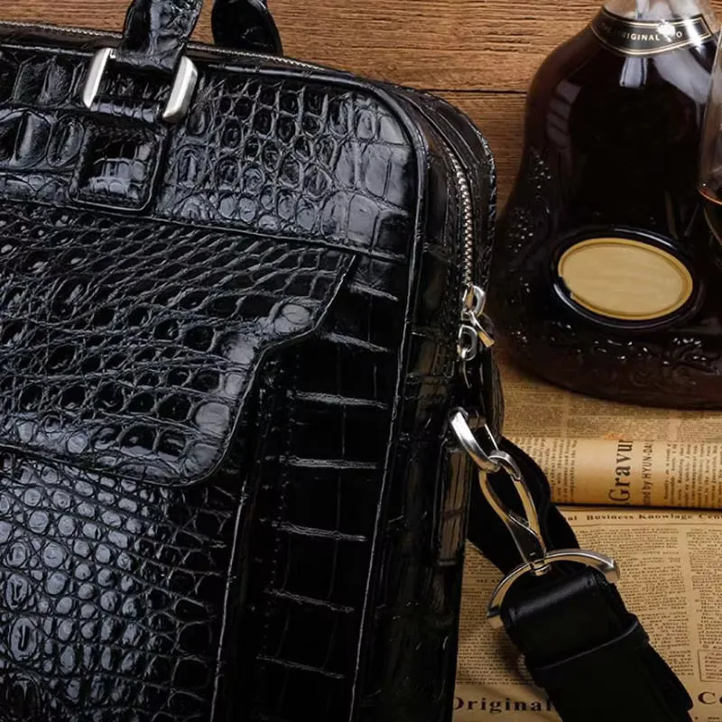 ourui male men briefcase  new  With cover  zipper bag men handbag crocodile bag