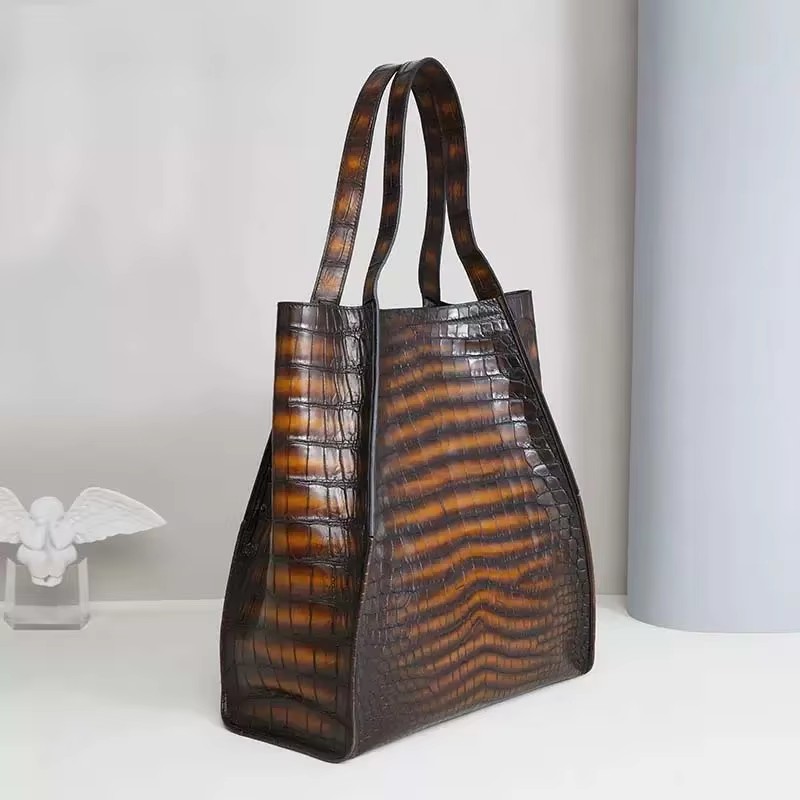 afanzhe new arrival  Skin of crocodile  Men and women  handbag  import  leather  2025  New female bag