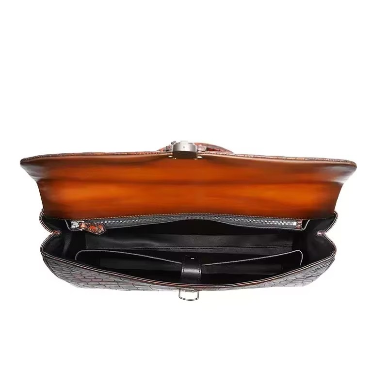 afanzhe Skin of crocodile leather  business  men  crocodile handbag  Man briefcase   crocodile leather brush color male handbag