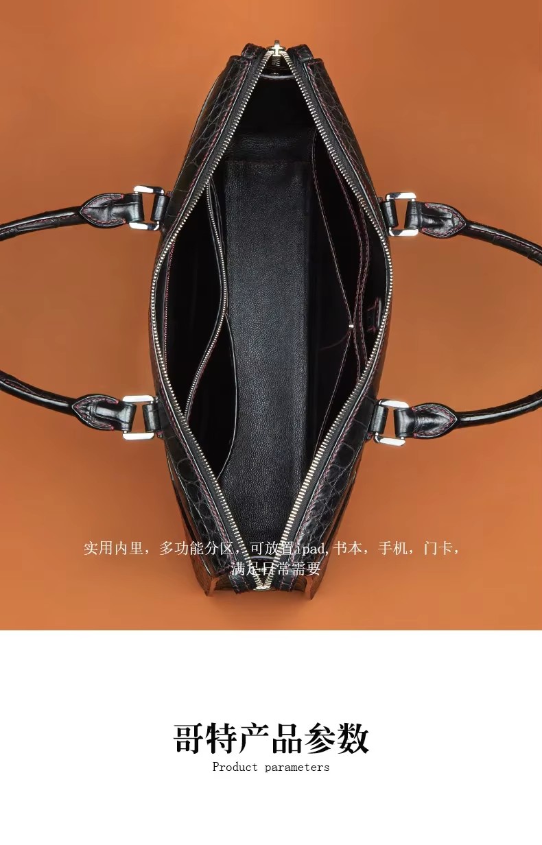 gete new Crocodile leather briefcase business man handbag single shoulder bag crossbody bag computer men bag