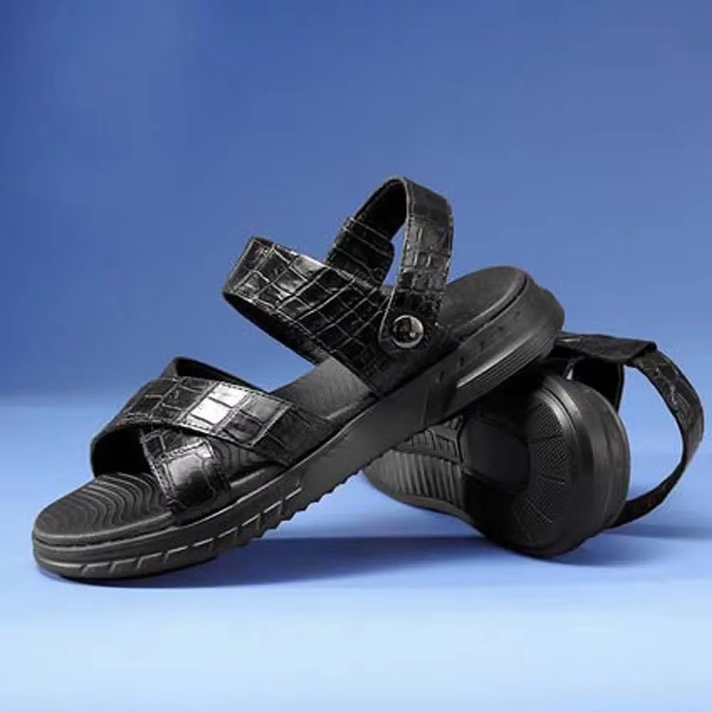 afanzhe crocodile leather  sandals   summer  new  male  Casual shoes  crocodile sandals