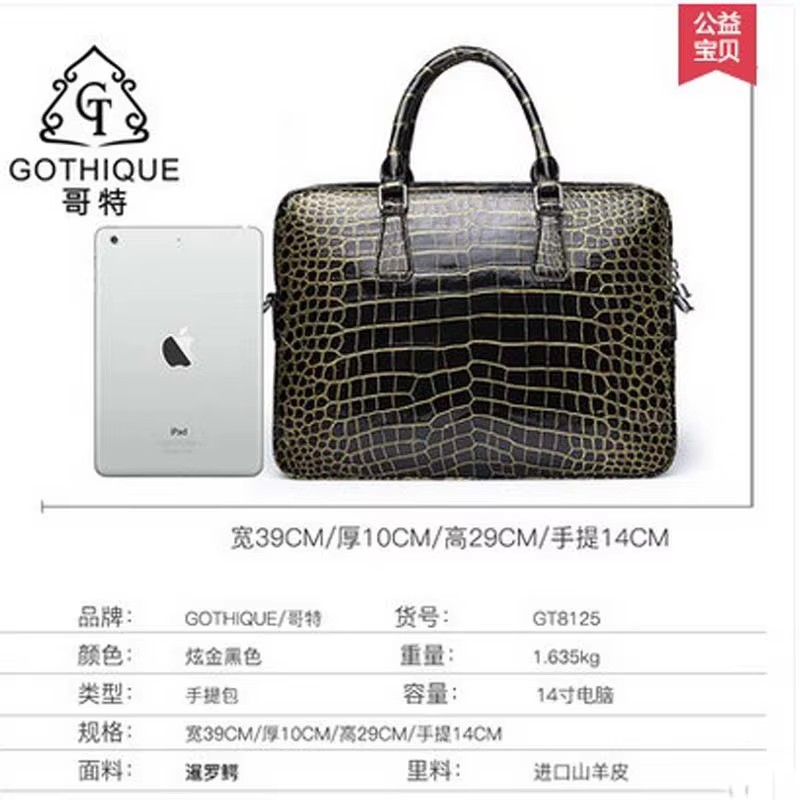 crocodile leather bag handbag male men bag big bag large bag fashion brunsh color good color
