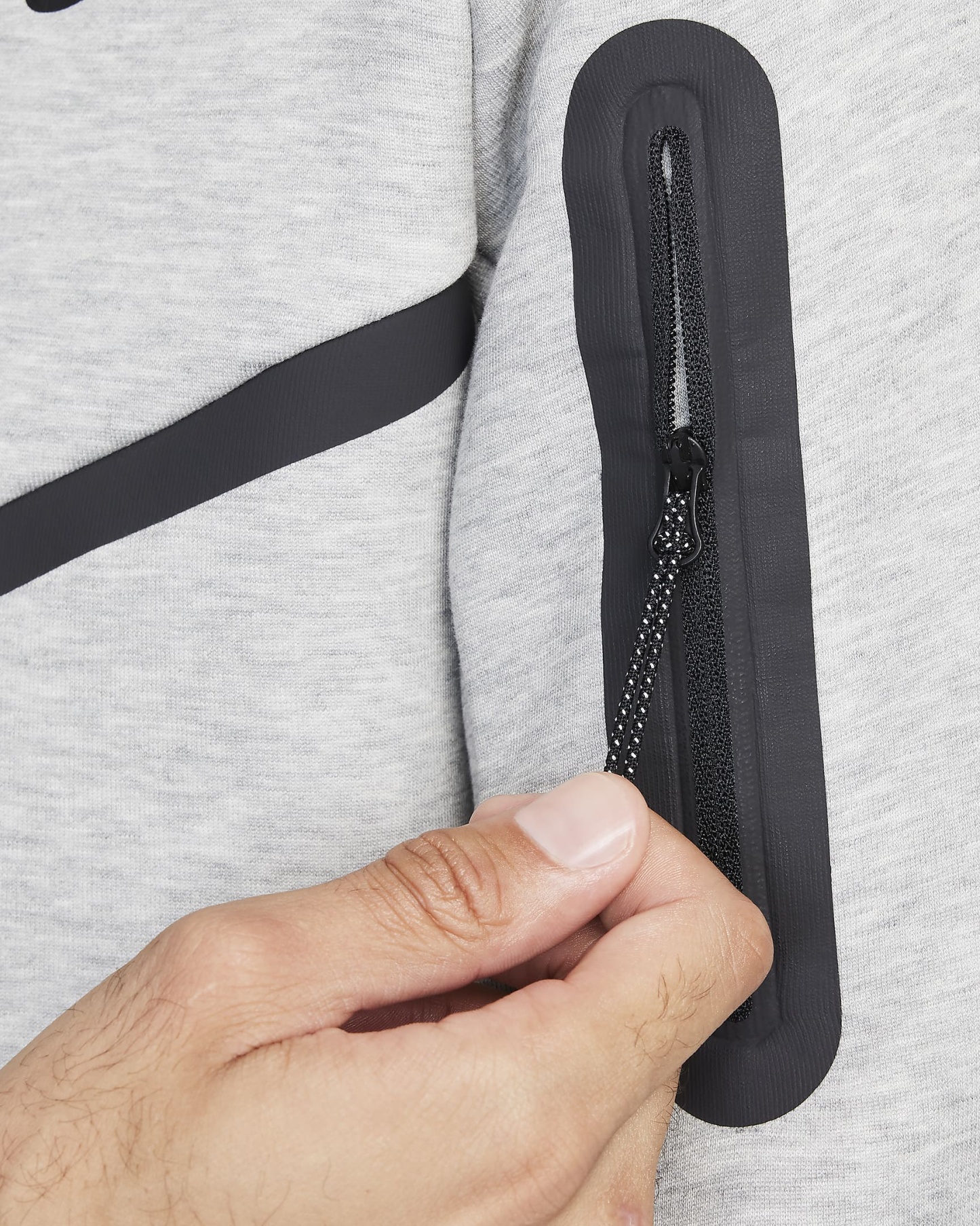 나이키 테크 남성 풀집 윈드러너 후디 - 다크 그레이 헤더/블랙