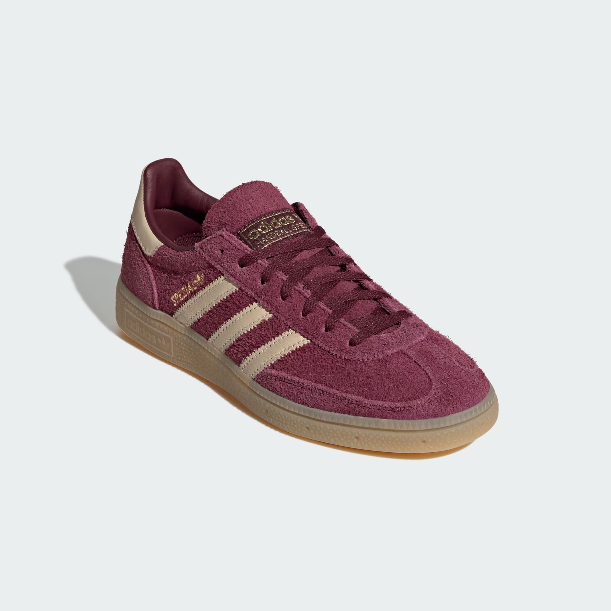 HANDBALL SPEZIAL SHOES - Maroon / Warm Vanilla / Gold Metallic - KK0929 - Front Lateral Top View