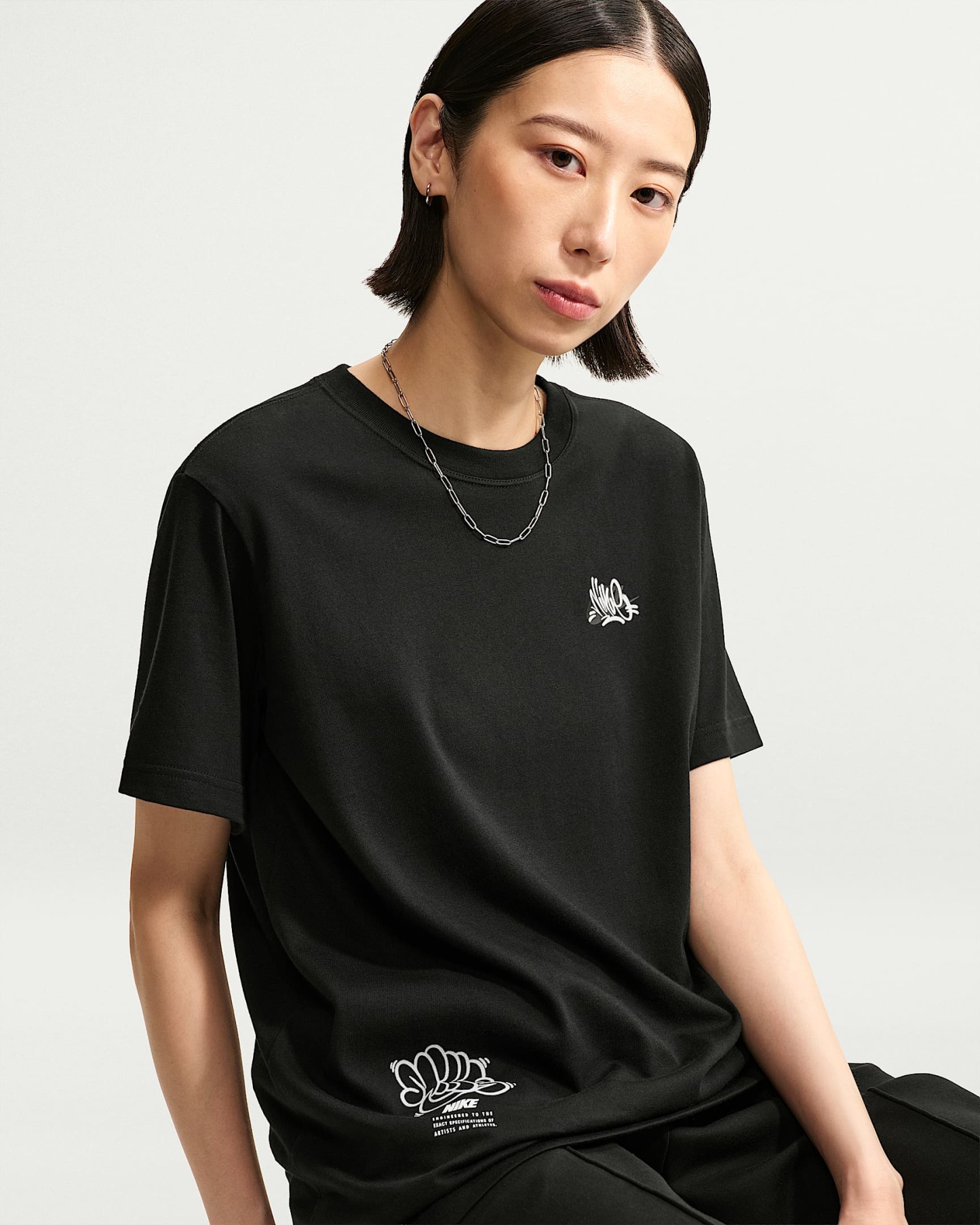 나이키 스포츠웨어 클래식 여성 오버사이즈 티셔츠 - 블랙