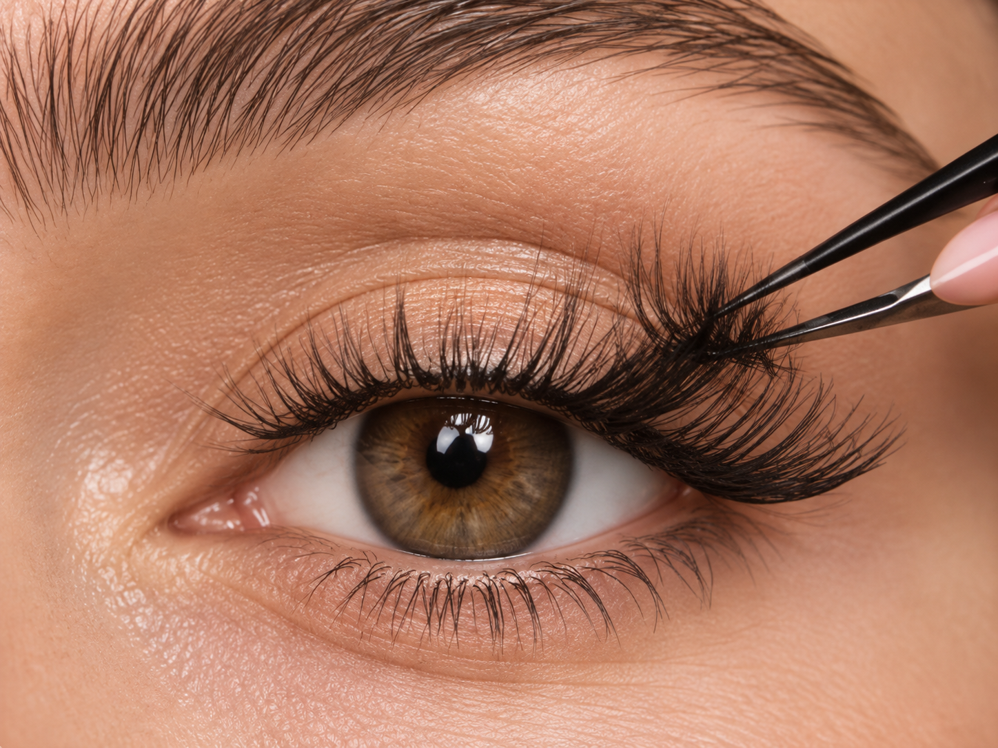Lash application closeup