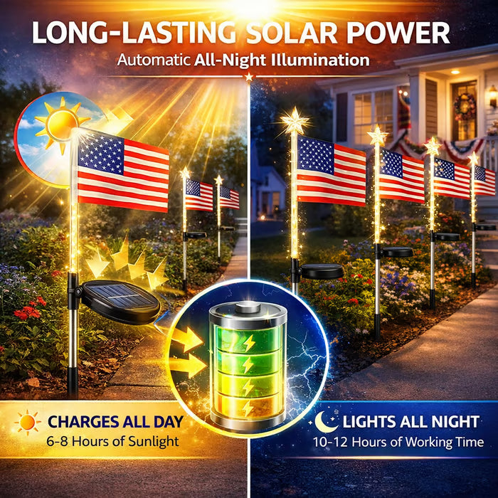 Solar American Flag Garden Stakes – Patriotic Outdoor Decor Set