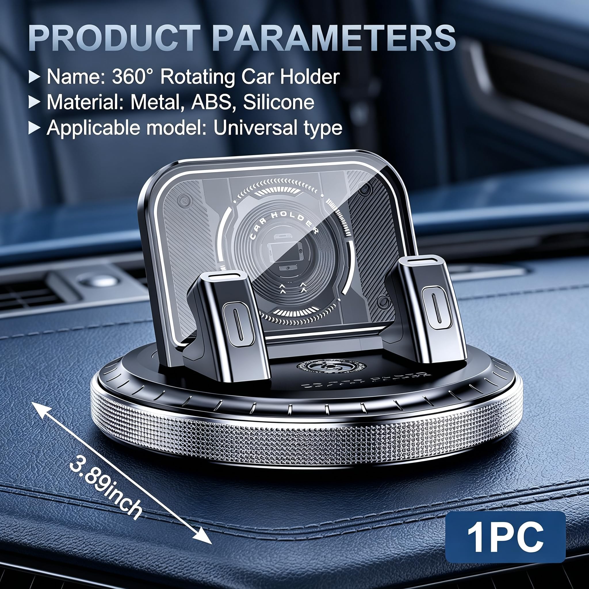 360° Rotating Car Phone Holder – Anti-Slip Dashboard Mount with Double-Layer Pad for GPS Navigation