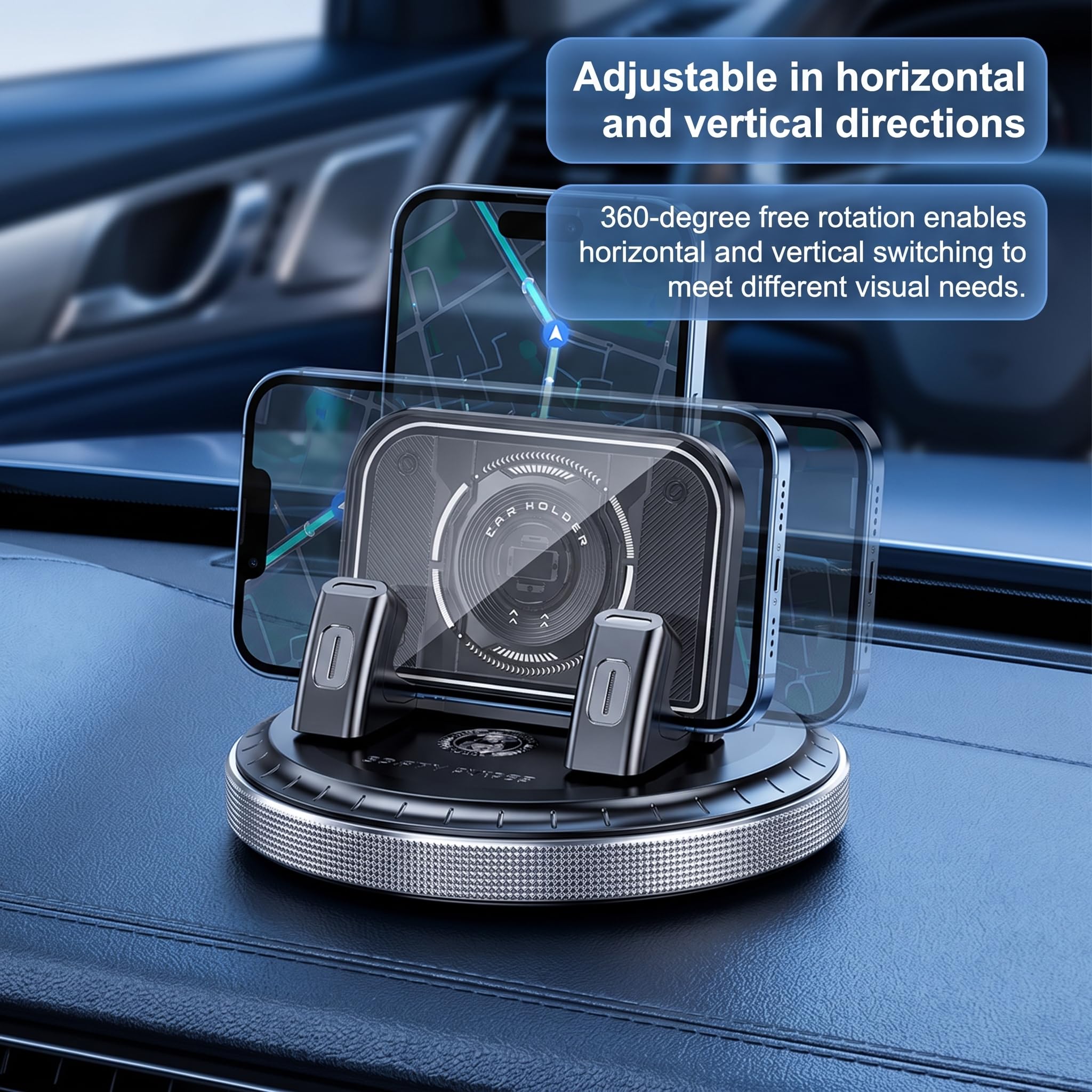 360° Rotating Car Phone Holder – Anti-Slip Dashboard Mount with Double-Layer Pad for GPS Navigation