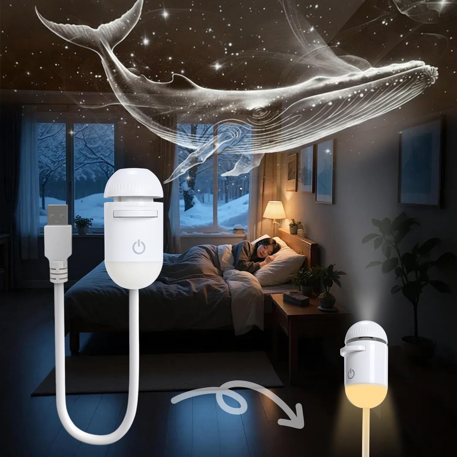 Mini Galaxy Projector Night Light – USB Starry Sky Lamp for Bedroom & Room Decor